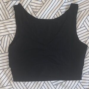 Black prana vida ruched front sports bra, size L